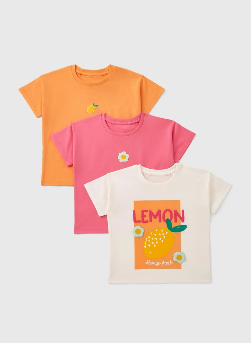 ماتلان 3 Pack Girls Pink Lemon T-Shirts